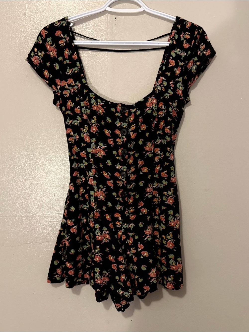 Urban Outfitters Black Floral Scoop-Neck Romper